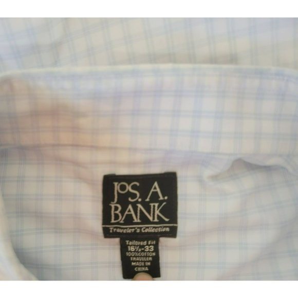 Jos A Bank traveler's Collection Size 16 1/2 -33 Blue Striped Shirt - Picture 3 of 3